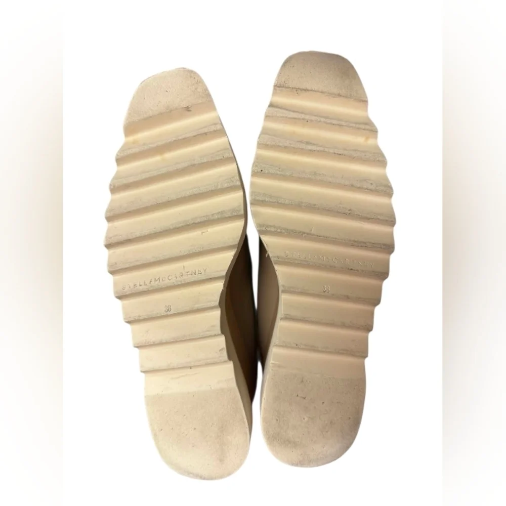 Stella McCartney GUC Elyse Vegan White Star Platform Derby Shoes Taupe Size 38 - Picture 6 of 9